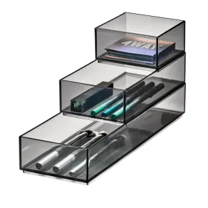 iDesign 3-Piece Cosmetic Organizer Set, Smoke