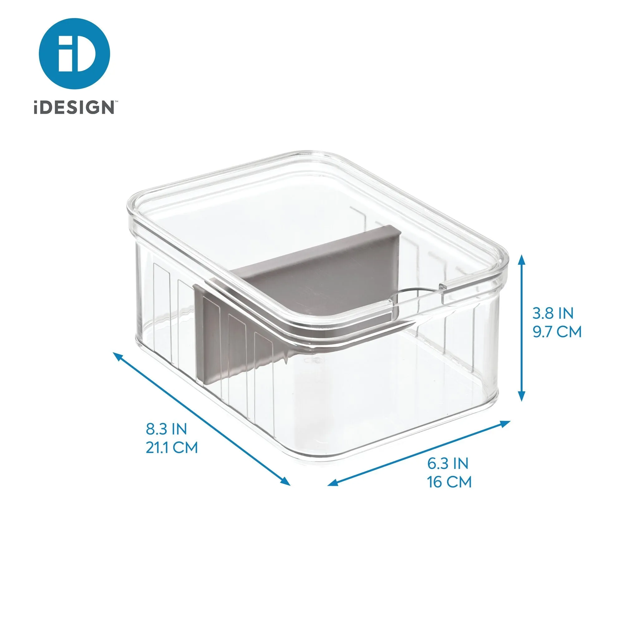 iDesign BPA Free Recycled Crisp Fridge Divided Bin 8.32"x 6.32"x 3.76"