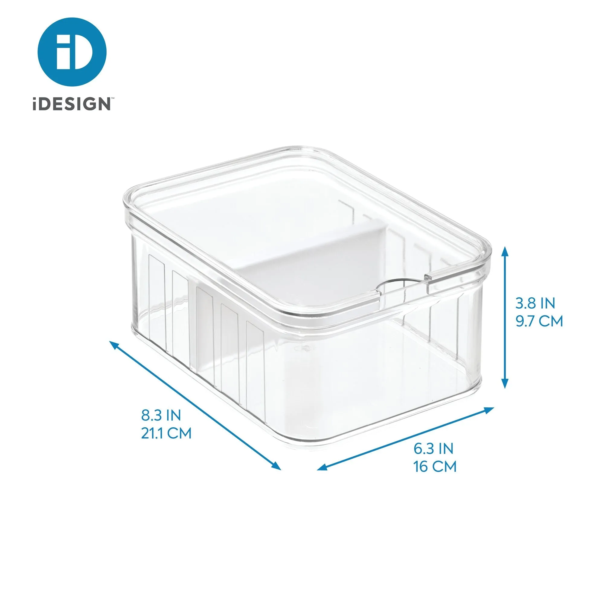 iDesign BPA Free Recycled Crisp Fridge Divided Bin 8.32"x 6.32"x 3.76"