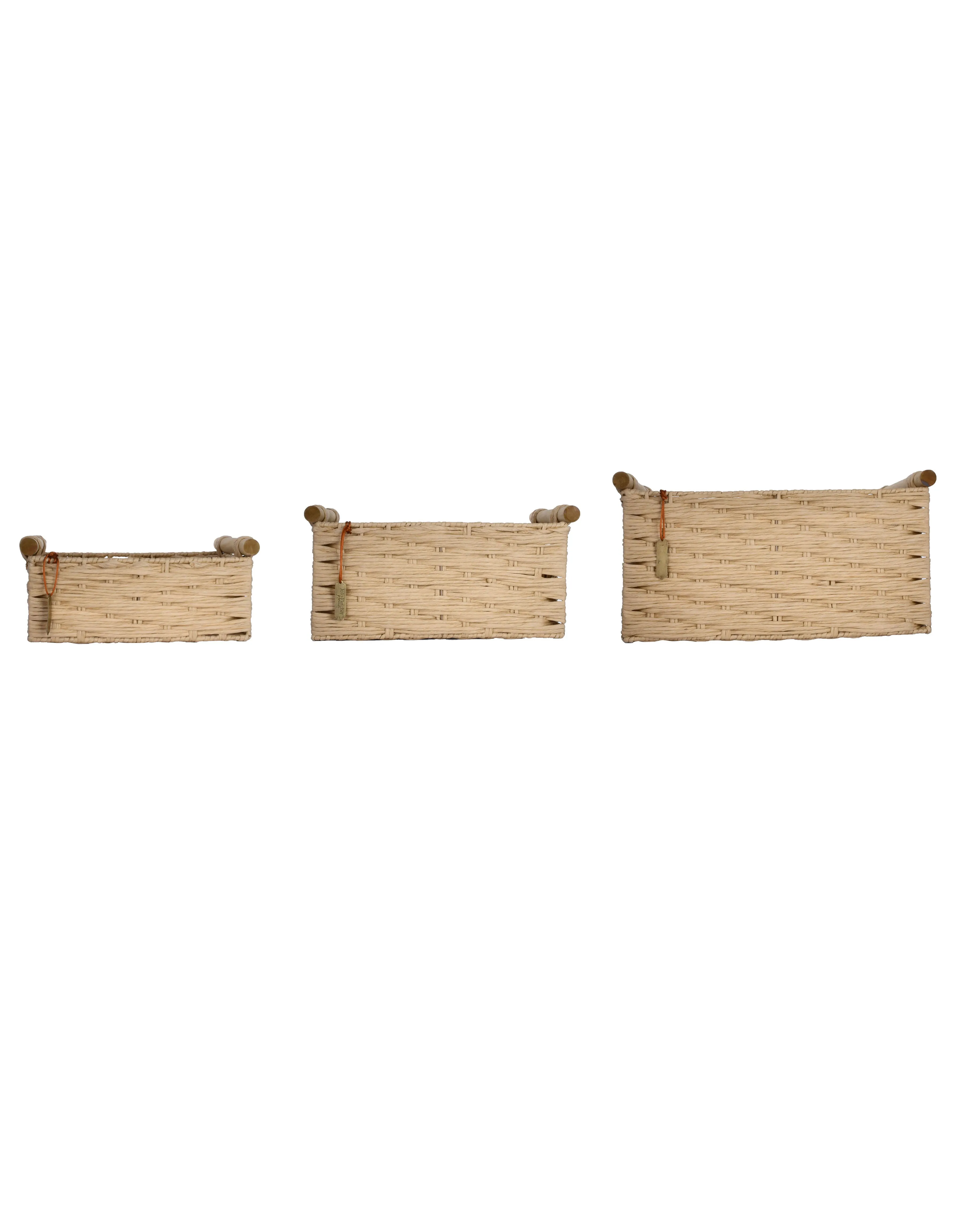 JoJo Fletcher Set of 3 Paper Rope Baskets with Handles