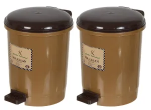 Kuber Industries 2.5 Liter Mini Desktop Trash Bin with Lid Tiny Garbage Trash Bin (Coffee)-Pack of 2 (Model Number: HS_36_KUBMART018546)