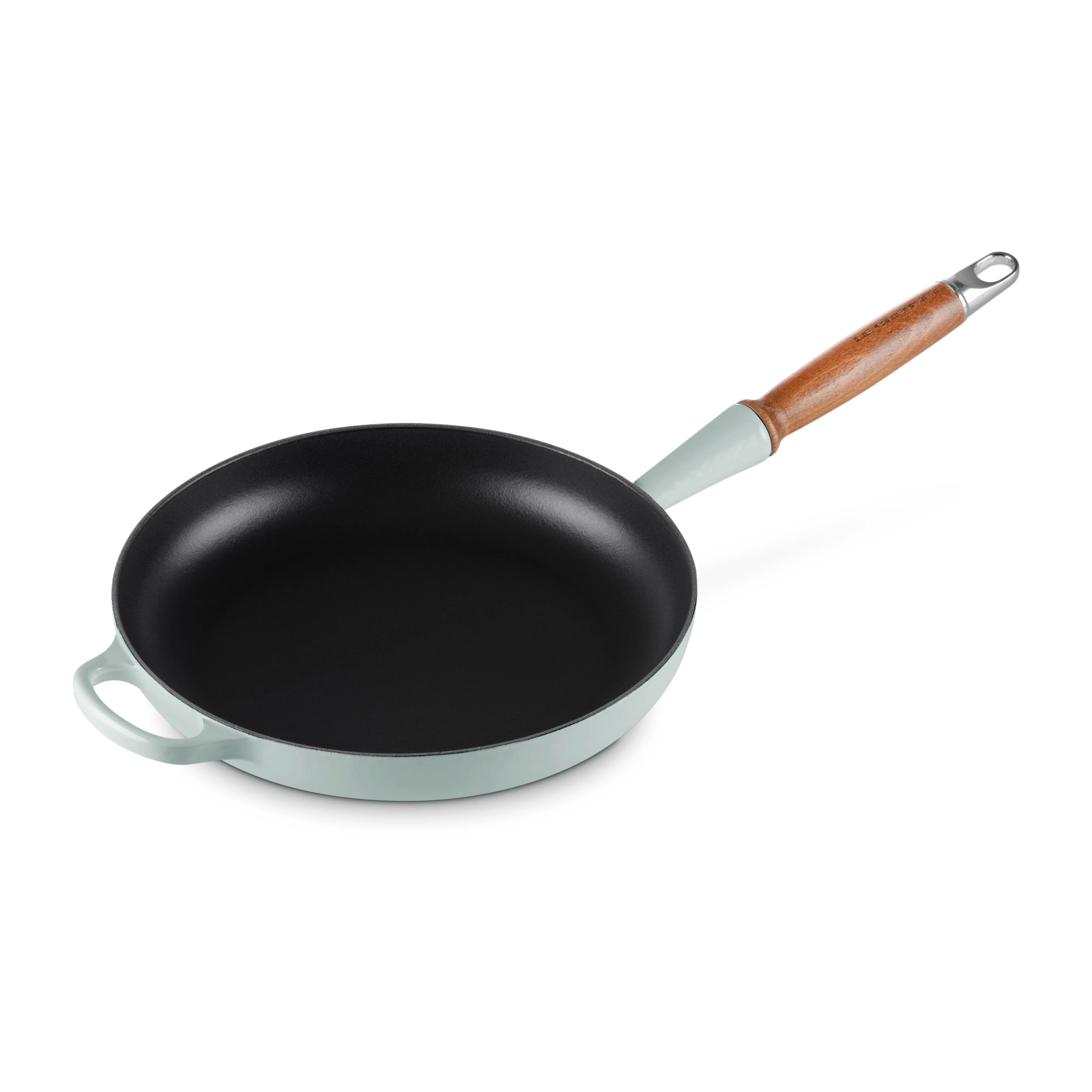 Le Creuset Cast Iron 10.25" Sea Salt Fry Pan with Wood Handle