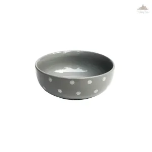 Pastel Grey Polka Dots Serving Bowl| Height 7.5 cm | Diameter 19 cm | Hand Painted |  Set of 1 | Ceramic Pottery | Ideal for serving food items