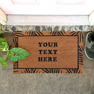 Personalized Coir Doormat with Tropical Leaf Border Design – Custom Text Option