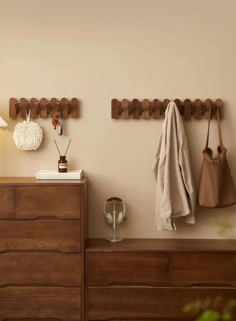 Picket Walnut Wood Coat Rack