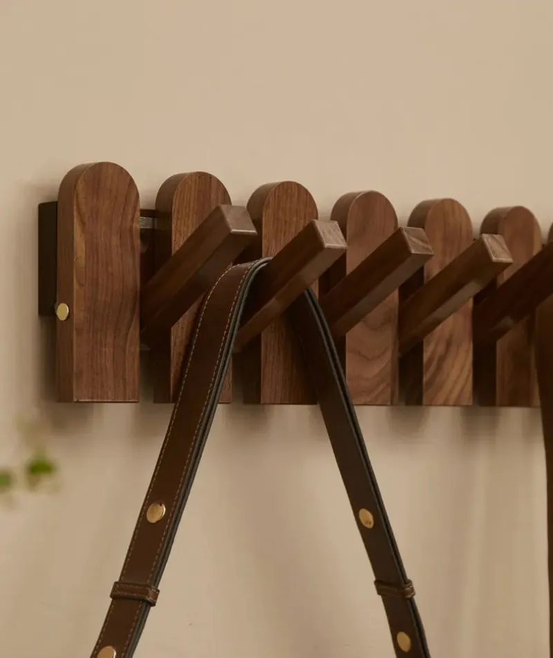 Picket Walnut Wood Coat Rack