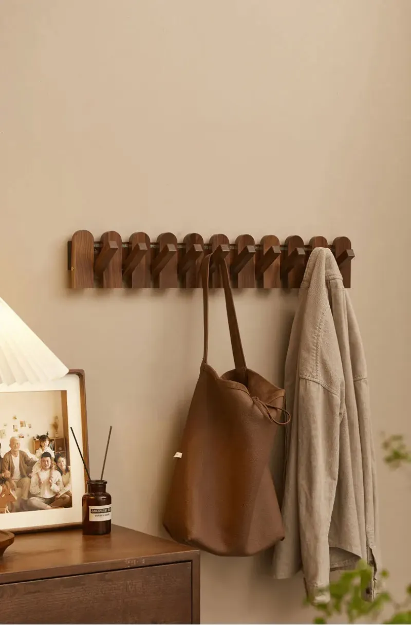 Picket Walnut Wood Coat Rack