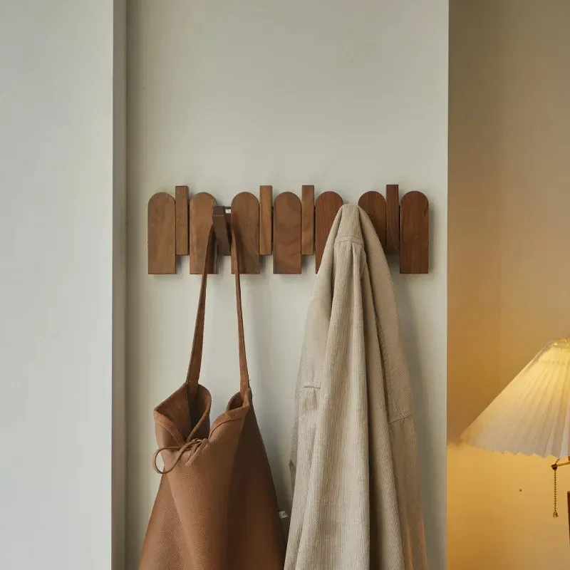 Picket Walnut Wood Coat Rack