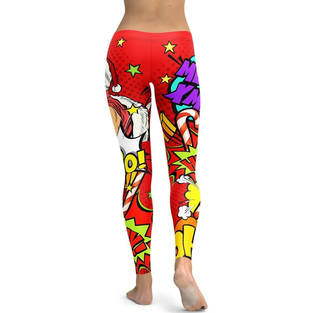 Pop Art Santa Christmas Leggings