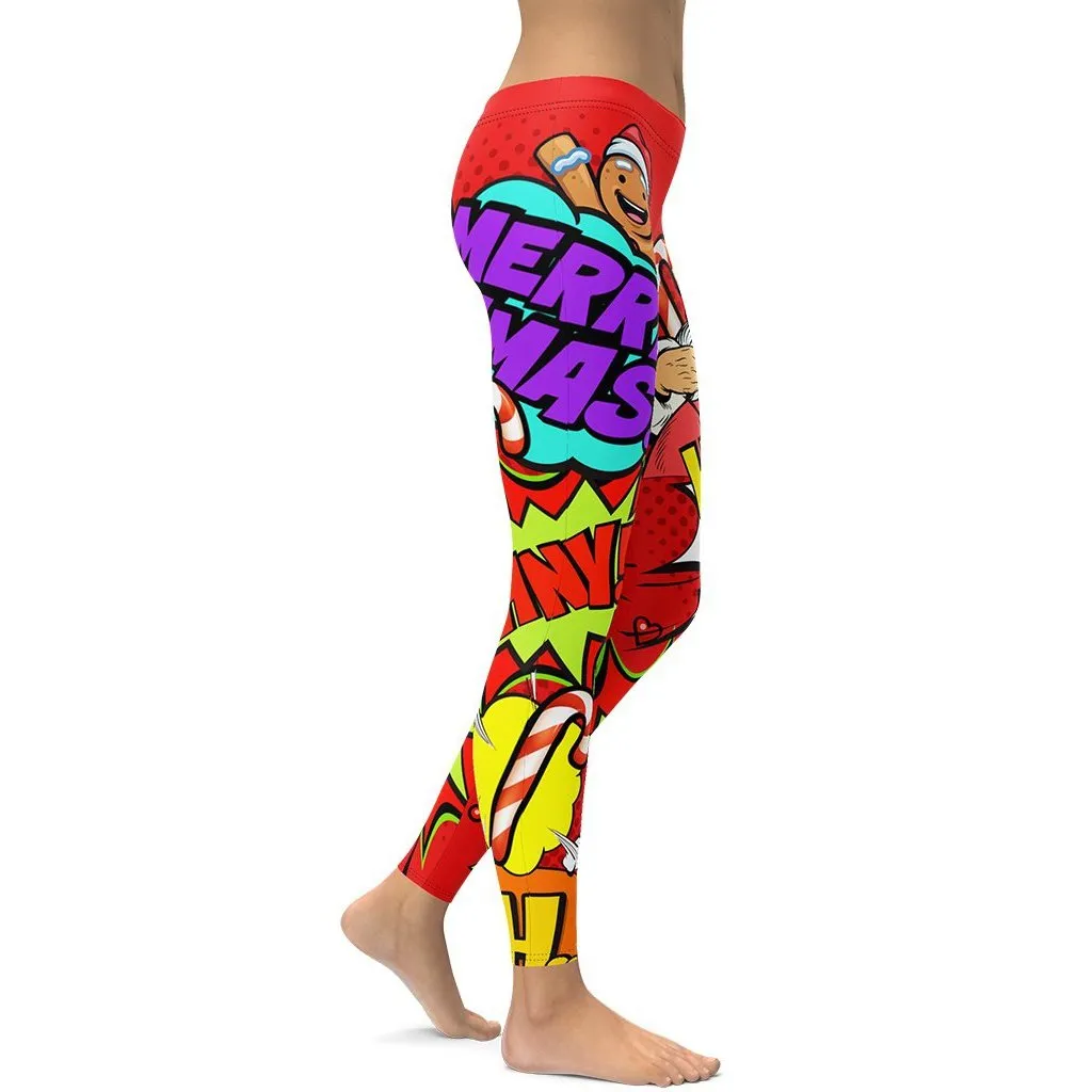 Pop Art Santa Christmas Leggings