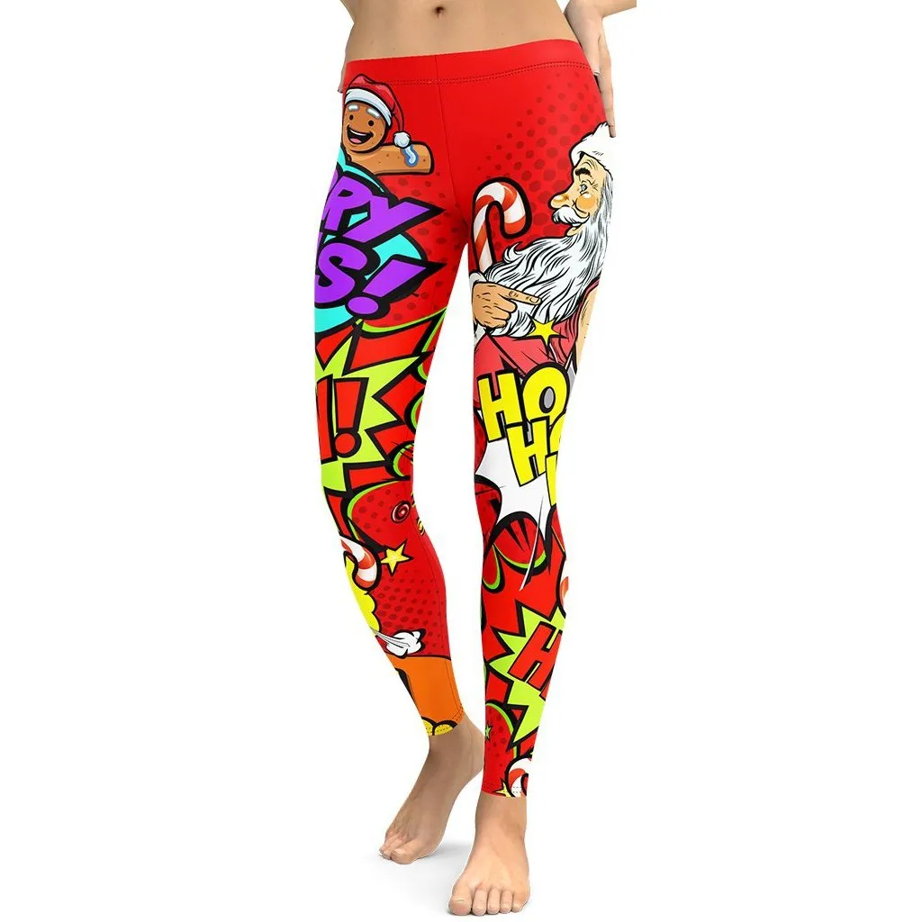 Pop Art Santa Christmas Leggings