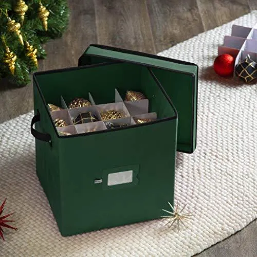 Premium Christmas Ornament storage Box with Lid - 3-inch Compartment, Storage Container Keeps 64 Holiday Ornaments and Xmas Accessories by ZOBER