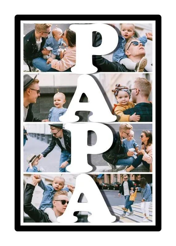 Printality Personalised PAPA Photo Collage Frames for Wall Decor as Fathers Day Wall Hanging Wall Decoration and Gift Collage (Size 12x18 Inches Black Frame)