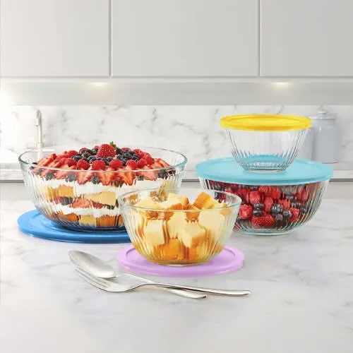 Pyrex Sculpted Mixing Bowl Set - 8-piece - Glass