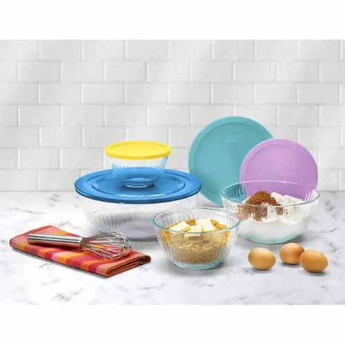 Pyrex Sculpted Mixing Bowl Set - 8-piece - Glass