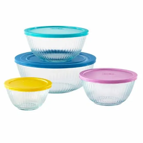 Pyrex Sculpted Mixing Bowl Set - 8-piece - Glass