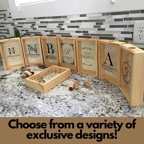 Qualtry Personalized Wine Cork Holder Shadow Box (11.25" x 9.25", Nielson Design), Wedding Gift for Couple - Also Bridal Shower and Engagement Gift