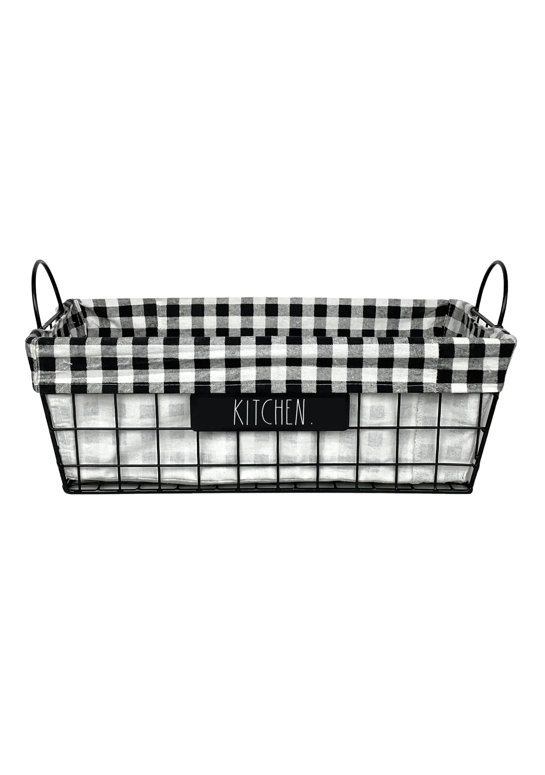 Rae Dunn “Kitchen” Black Wire Kitchen Basket with Liner