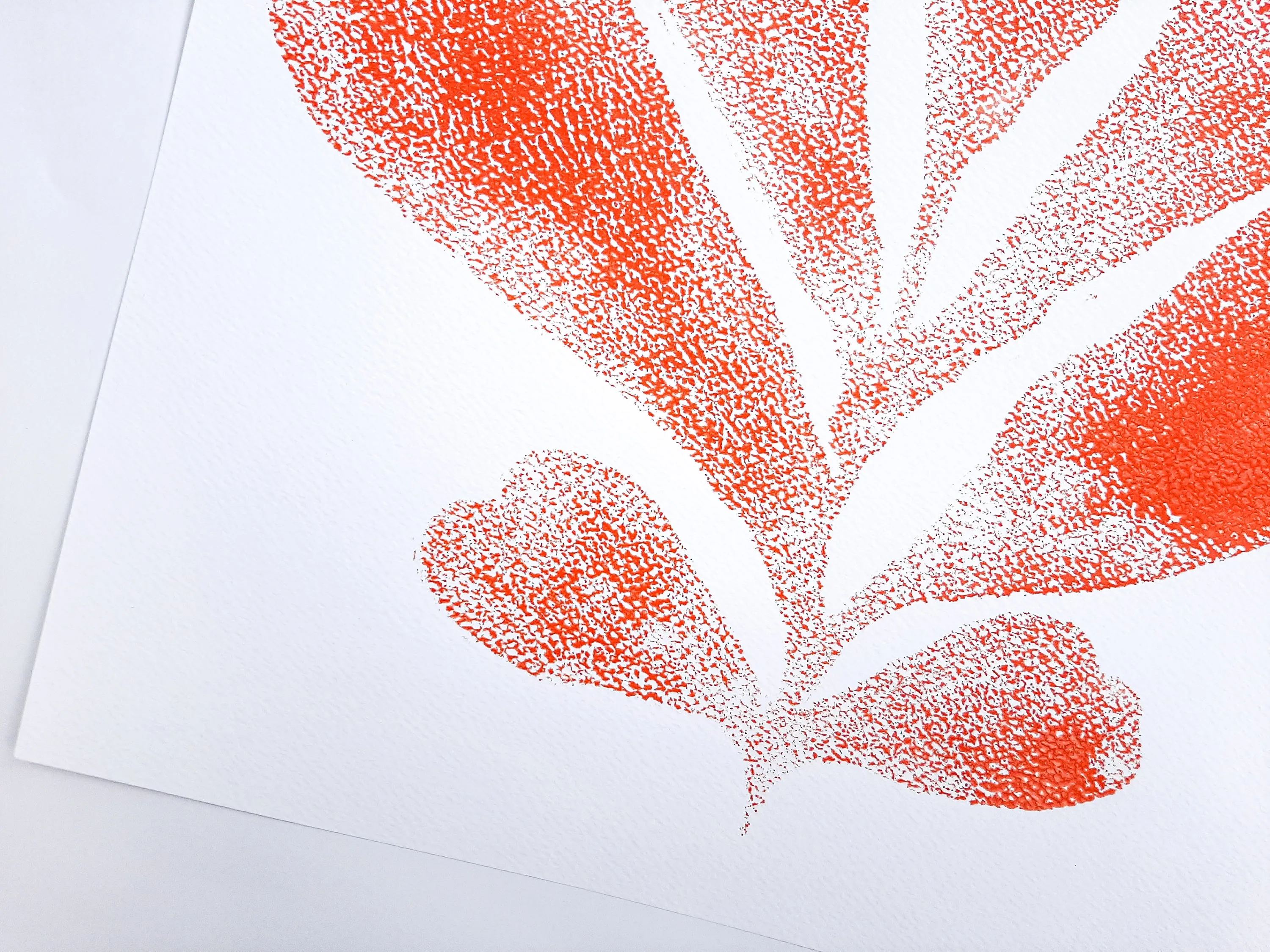 Red abstract plant relief Monotype print №9 for Nature lover gift UNFRAMED