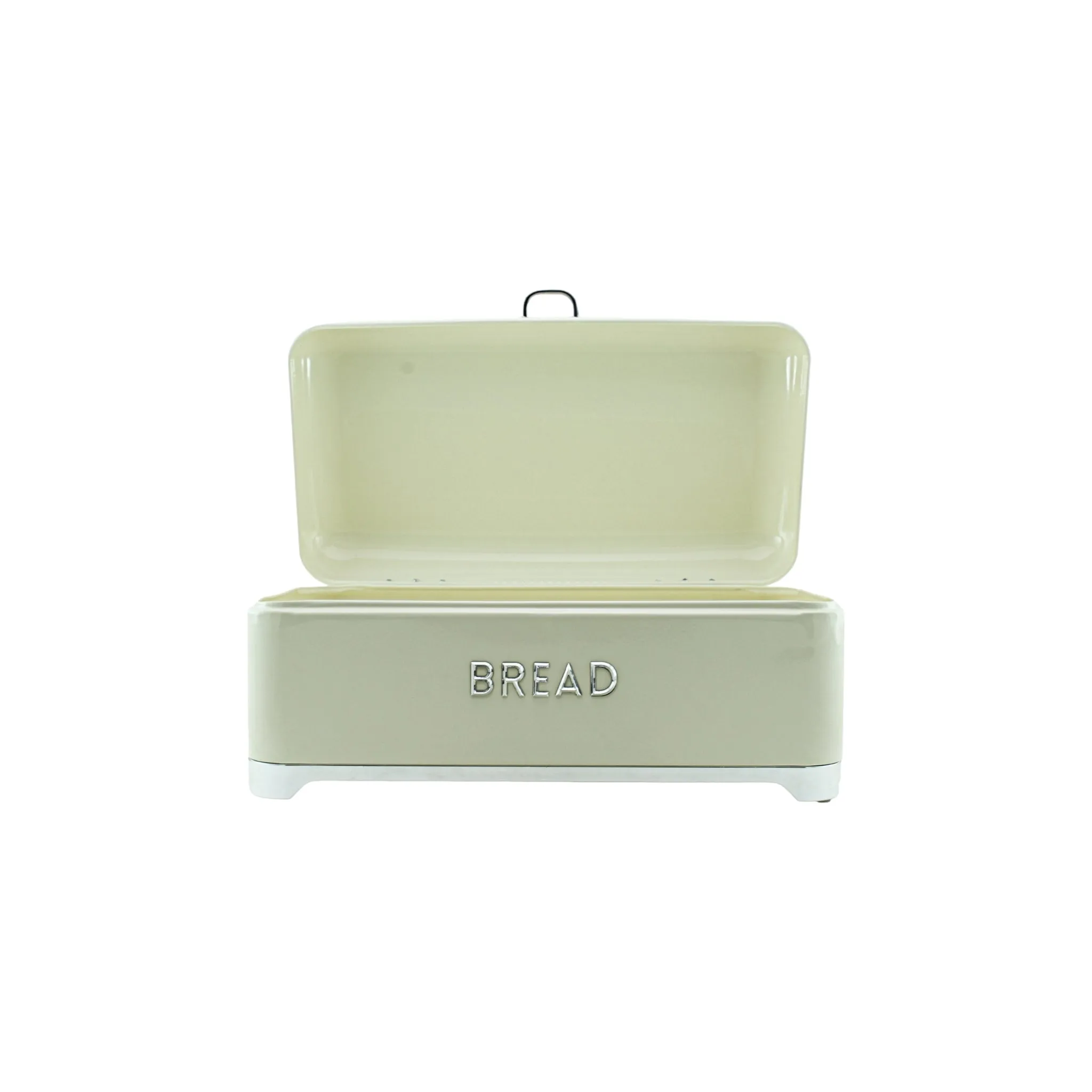 Retro Vintage Bread Bin Cream Silver