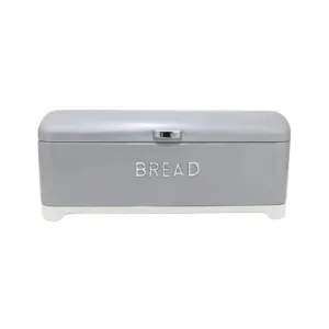 Retro Vintage Bread Bin Grey Silver