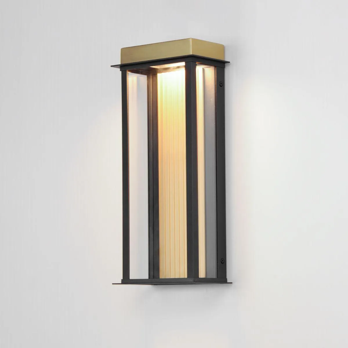 Rincon 16 in. LED Outdoor Wall Sconce Black and Gold Finish