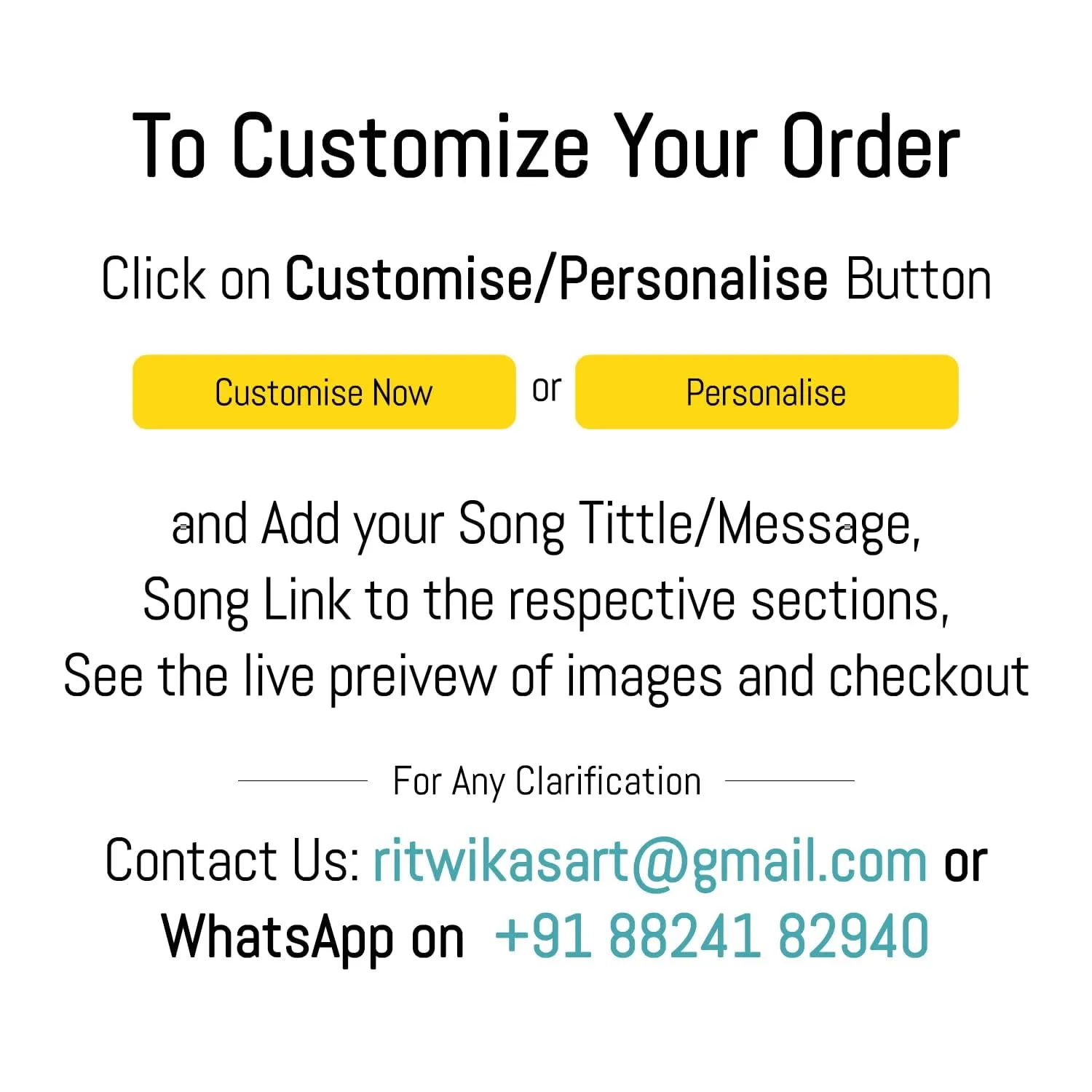 Ritwika's Personalized Desk, Table Photo Frame With Customized Spotify Song, Name Or Message | Best Gift For Friends, Family And Loved Ones | Sizes Starts From 7.5 x 7.5 Inch, Set of 1