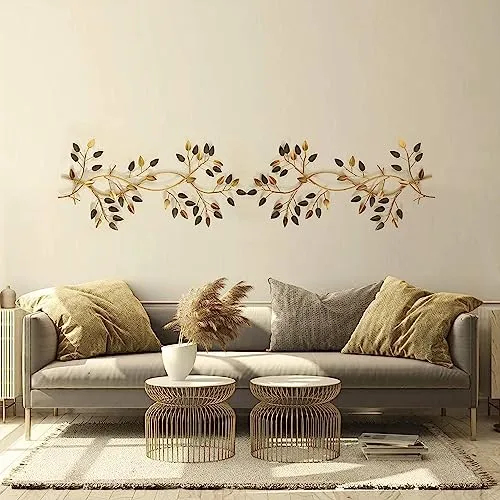 RM International Wall Mounted Iron Decorative Mirror with Sculptural Golden Rose Design Modern Art Mirror for Home Decor Artistic,Framed,Home Decore.