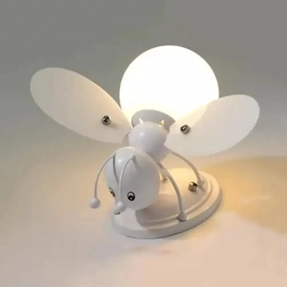 Rustic Bee Sconce Light - Single Bulb Metal Wall Lamp for Kindergarten Child Bedroom