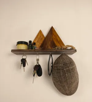 Solitaire Wooden Wall Shelf Organiser With Key Holders