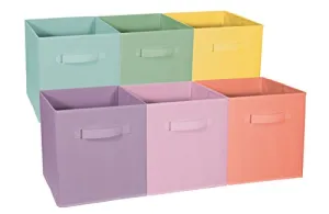 Sorbus® Foldable Storage Cube Basket Bin - Great for Nursery, Playroom, Closet, Home Organization (Pastel Multi-Color, 6 Pack)