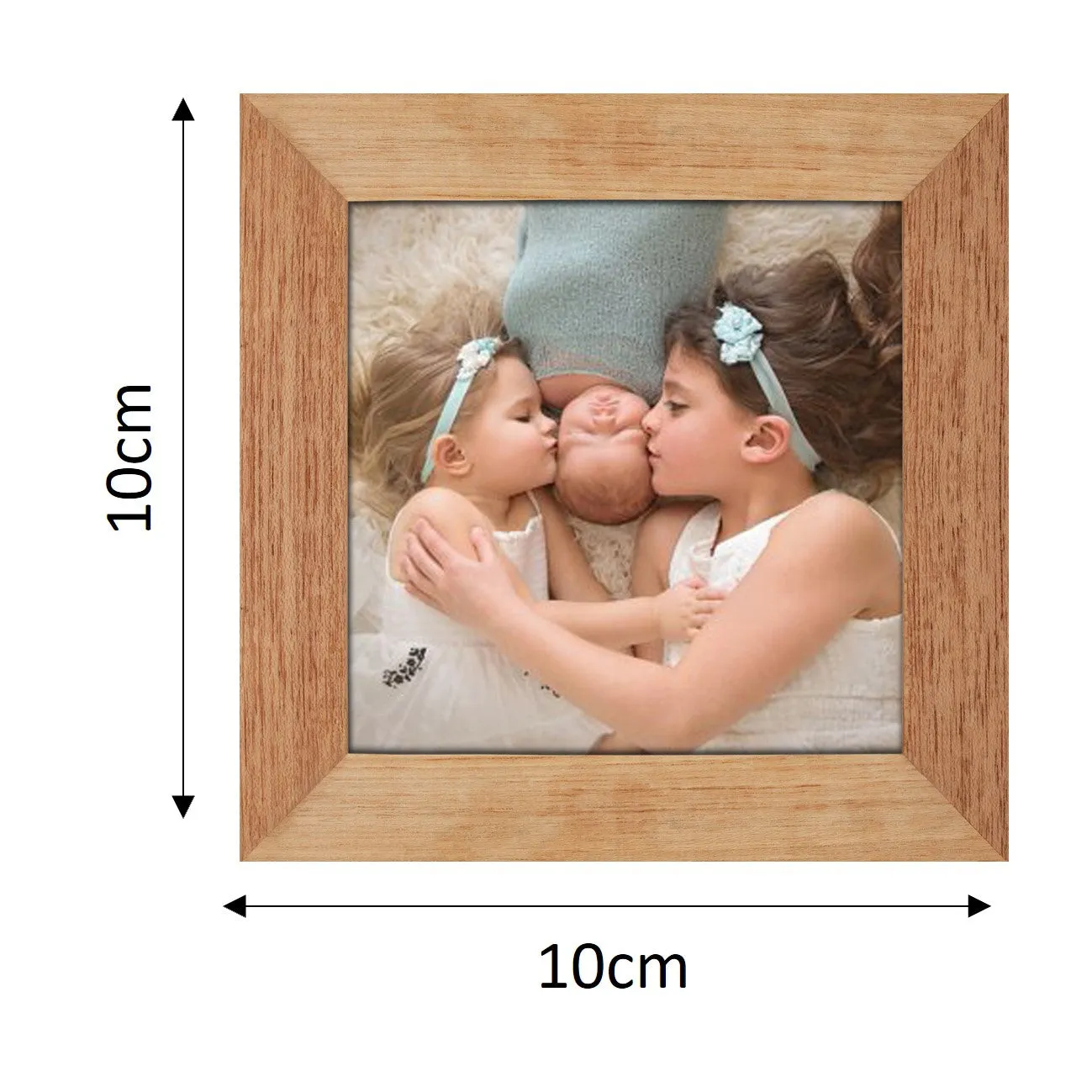 Square Virtual Framed Photo Magnets Set of 9 (Medium Wood Look-alike)