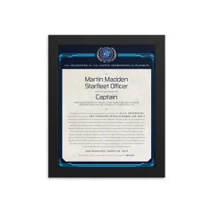 Star Trek: The Next Generation Personalized Captain's Assignment Letter U.S.S. Enterprise NCC-1701-E