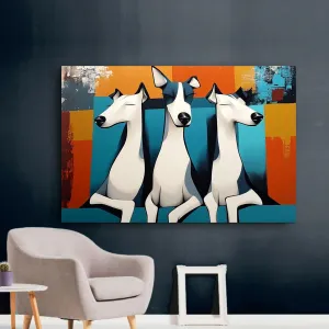 Three Lounging Ladies Artistic Whimsical Black and White Dog Art Poster Print