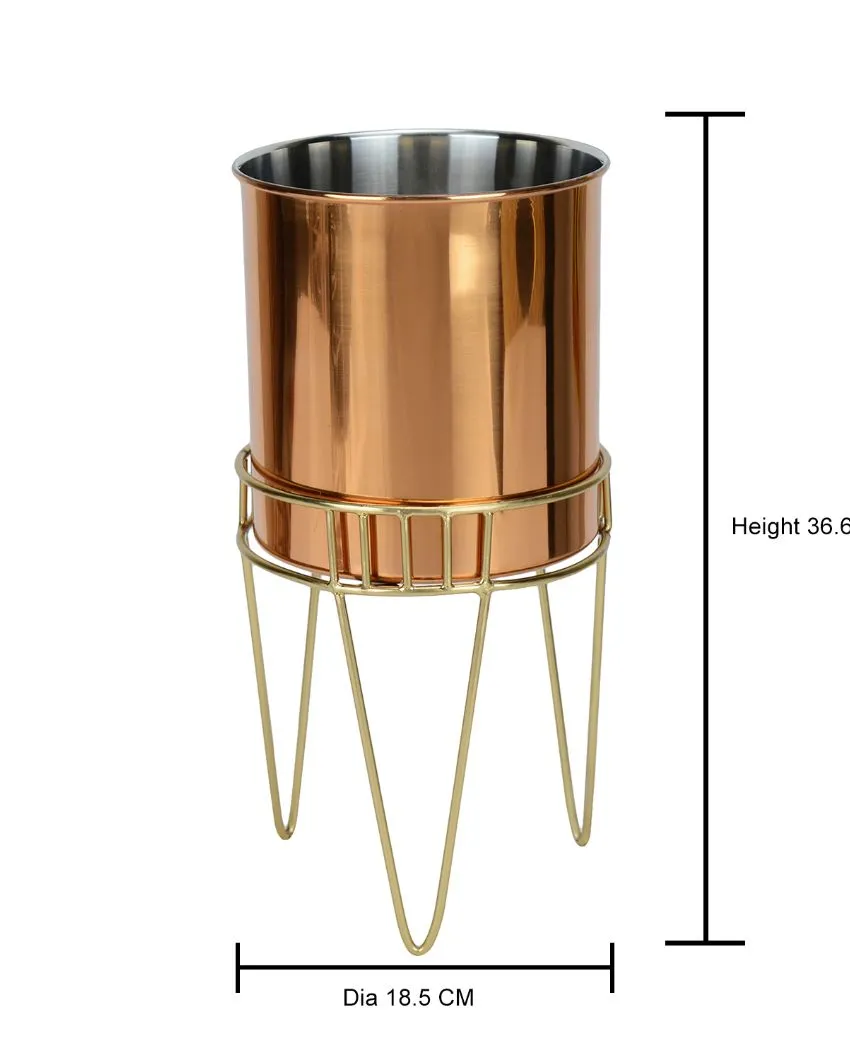 Tripod Blossom Stainless Steel Copper Planter