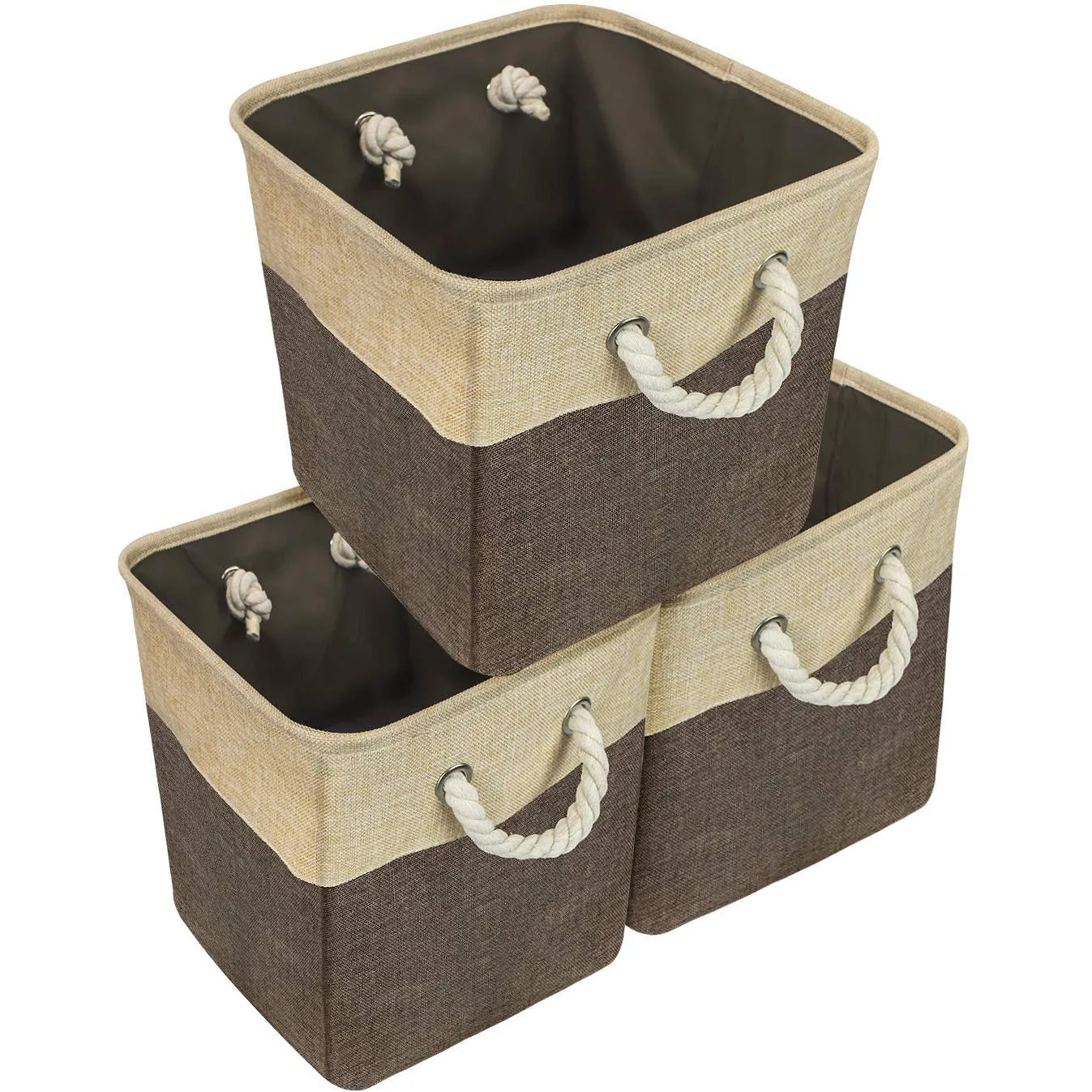 Twill Rope Large Storage Basket Set (3 Pack)