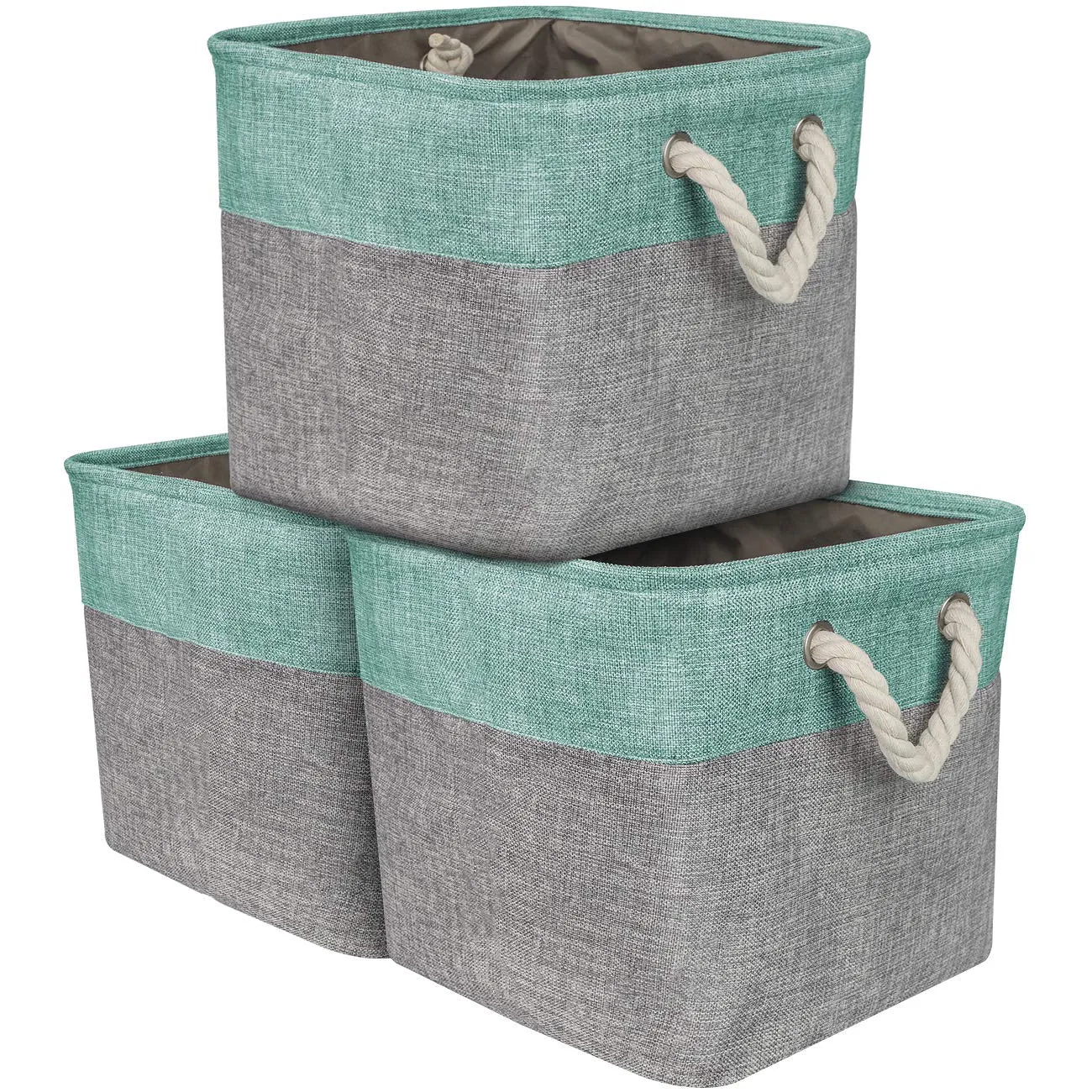 Twill Rope Large Storage Basket Set (3 Pack)