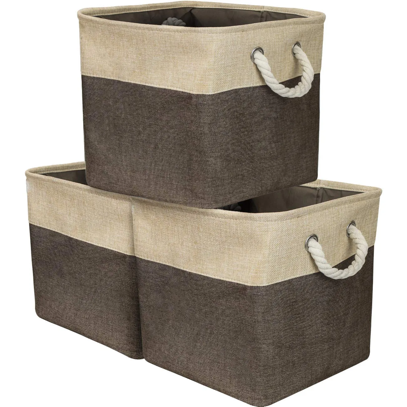 Twill Rope Large Storage Basket Set (3 Pack)