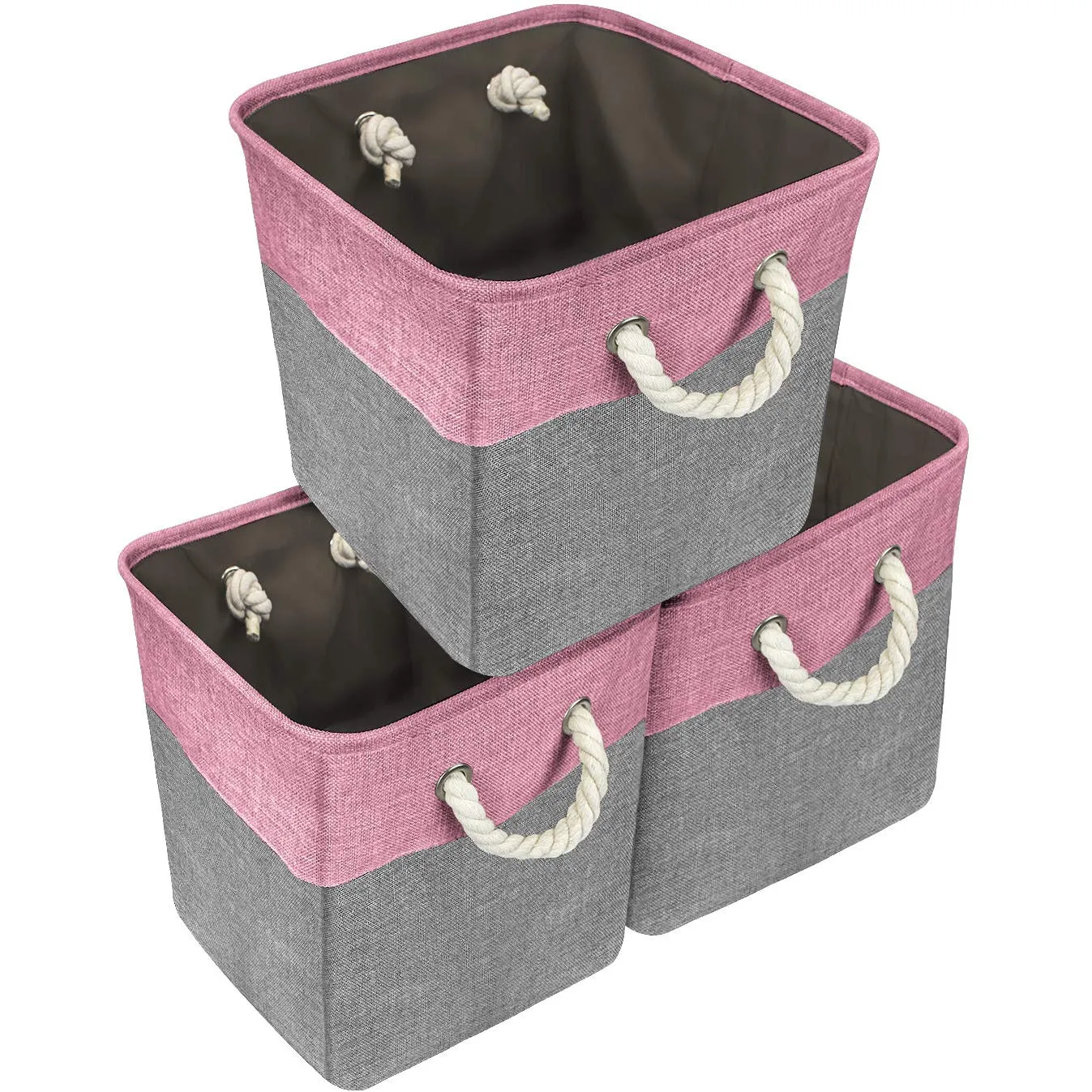 Twill Rope Large Storage Basket Set (3 Pack)