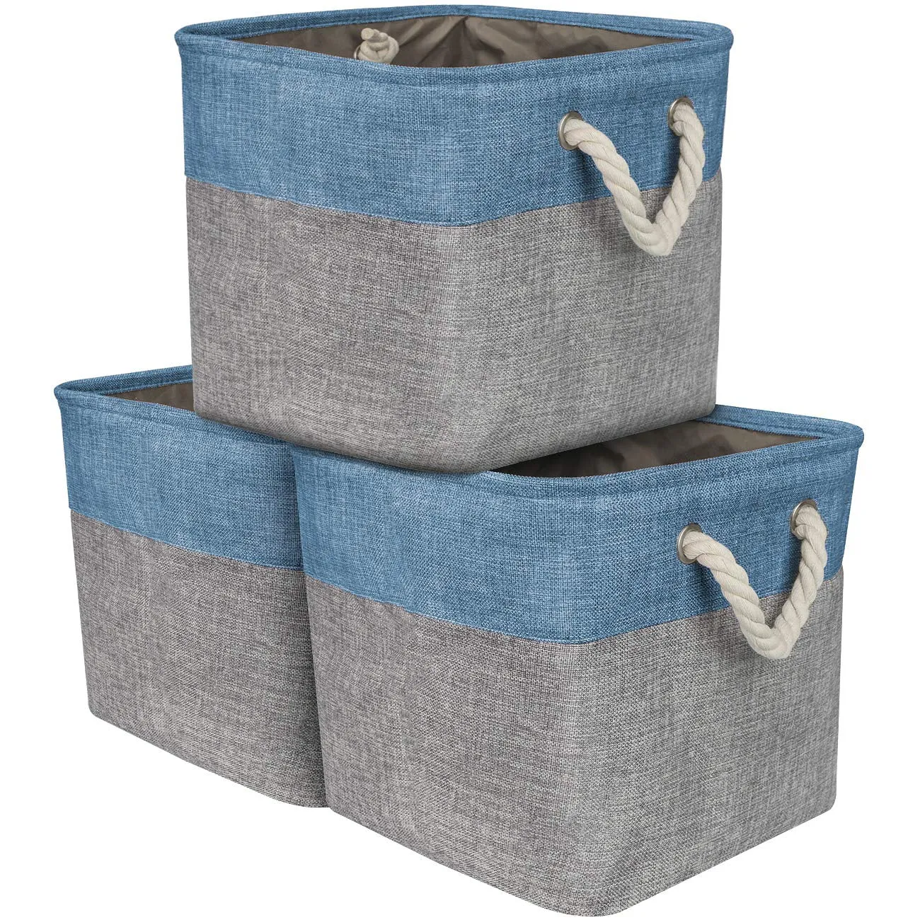 Twill Rope Large Storage Basket Set (3 Pack)