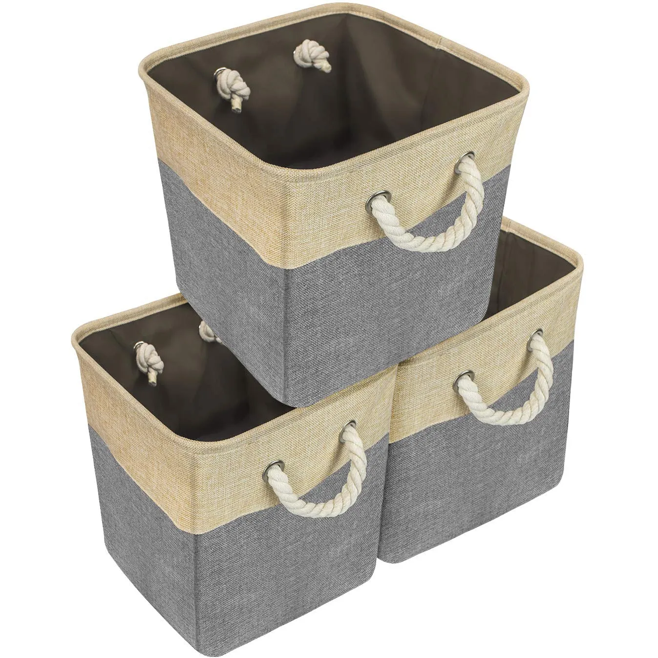 Twill Rope Large Storage Basket Set (3 Pack)