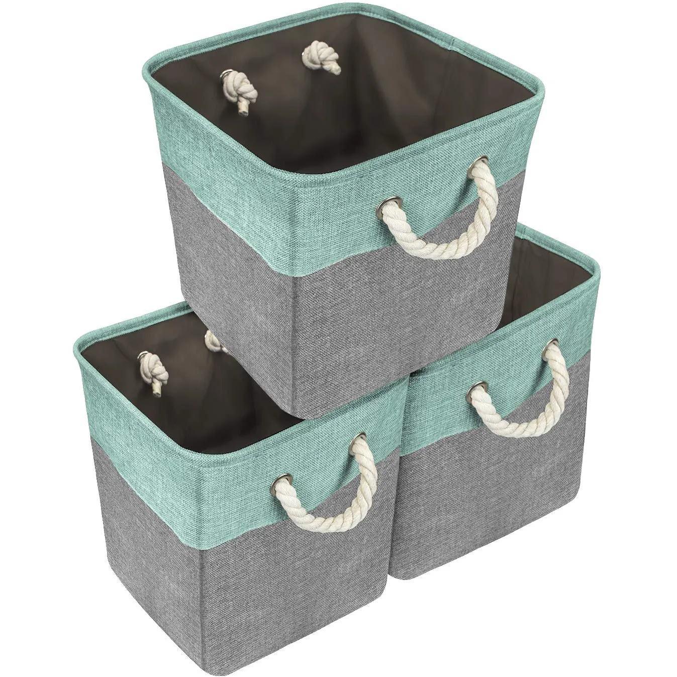 Twill Rope Large Storage Basket Set (3 Pack)