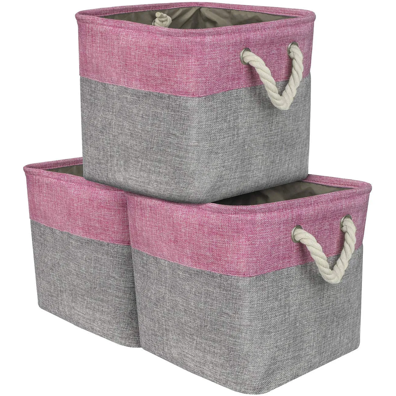 Twill Rope Large Storage Basket Set (3 Pack)