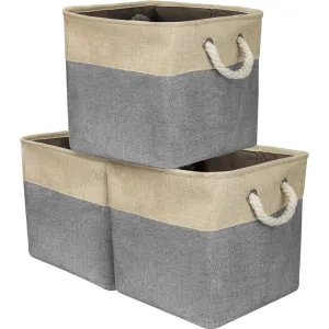 Twill Rope Large Storage Basket Set (3 Pack)