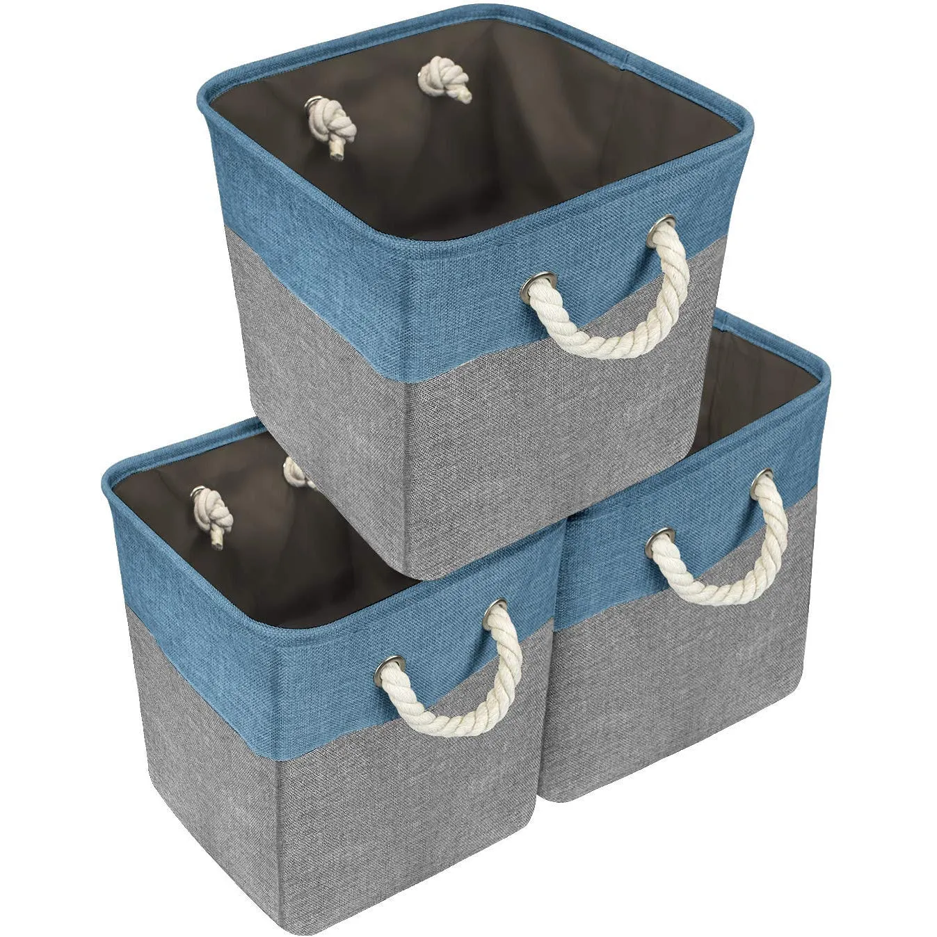 Twill Rope Large Storage Basket Set (3 Pack)