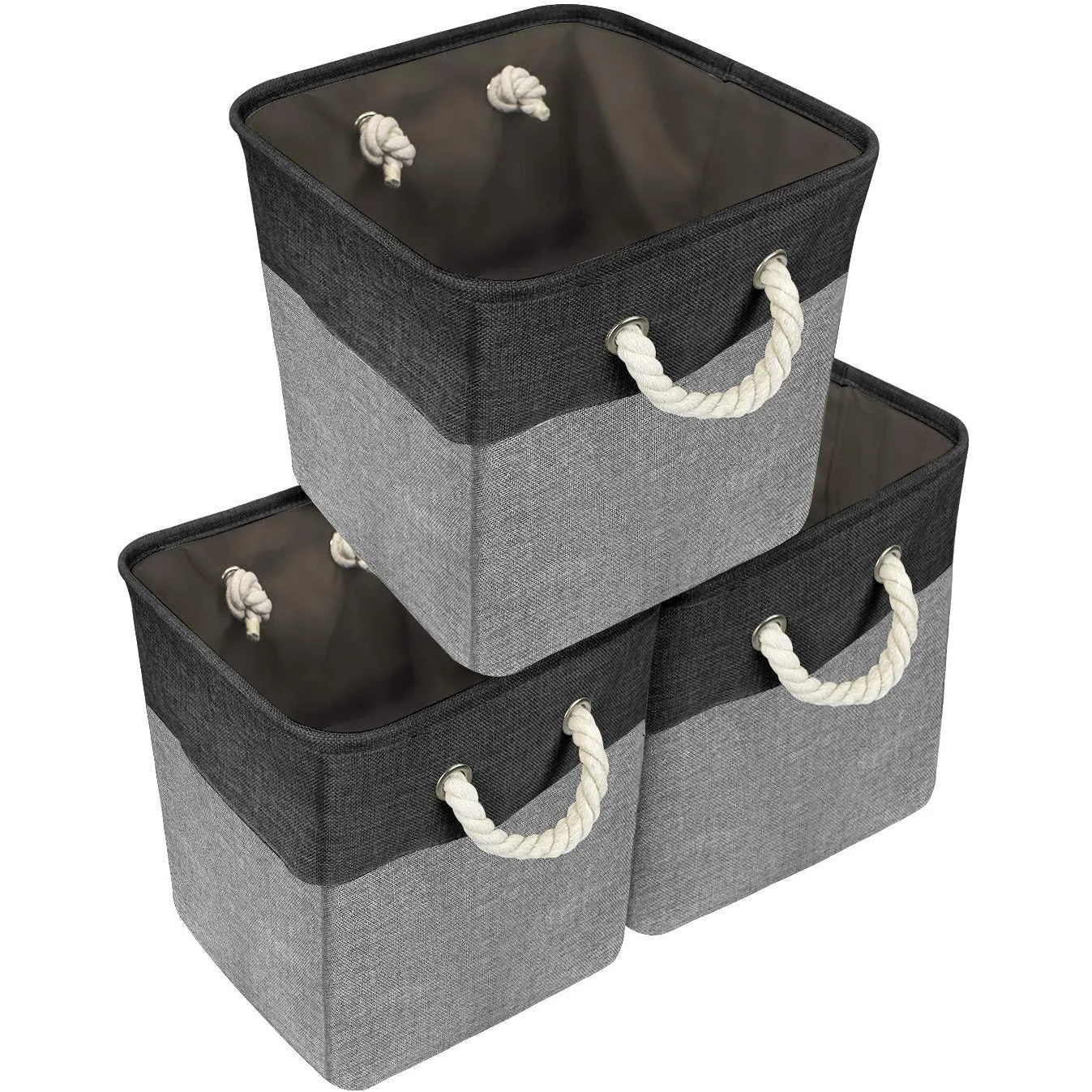 Twill Rope Large Storage Basket Set (3 Pack)