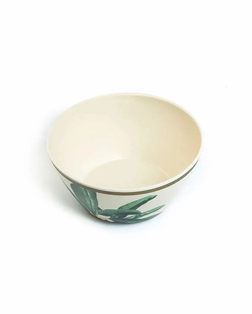 Versatile Leaf Printed Design Bamboo Bowls | Set Of 6 | 680 ML | 6 x 3 inches