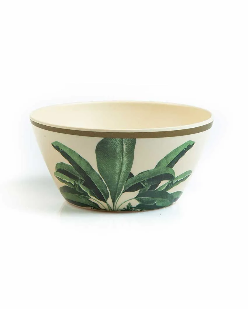 Versatile Leaf Printed Design Bamboo Bowls | Set Of 6 | 680 ML | 6 x 3 inches