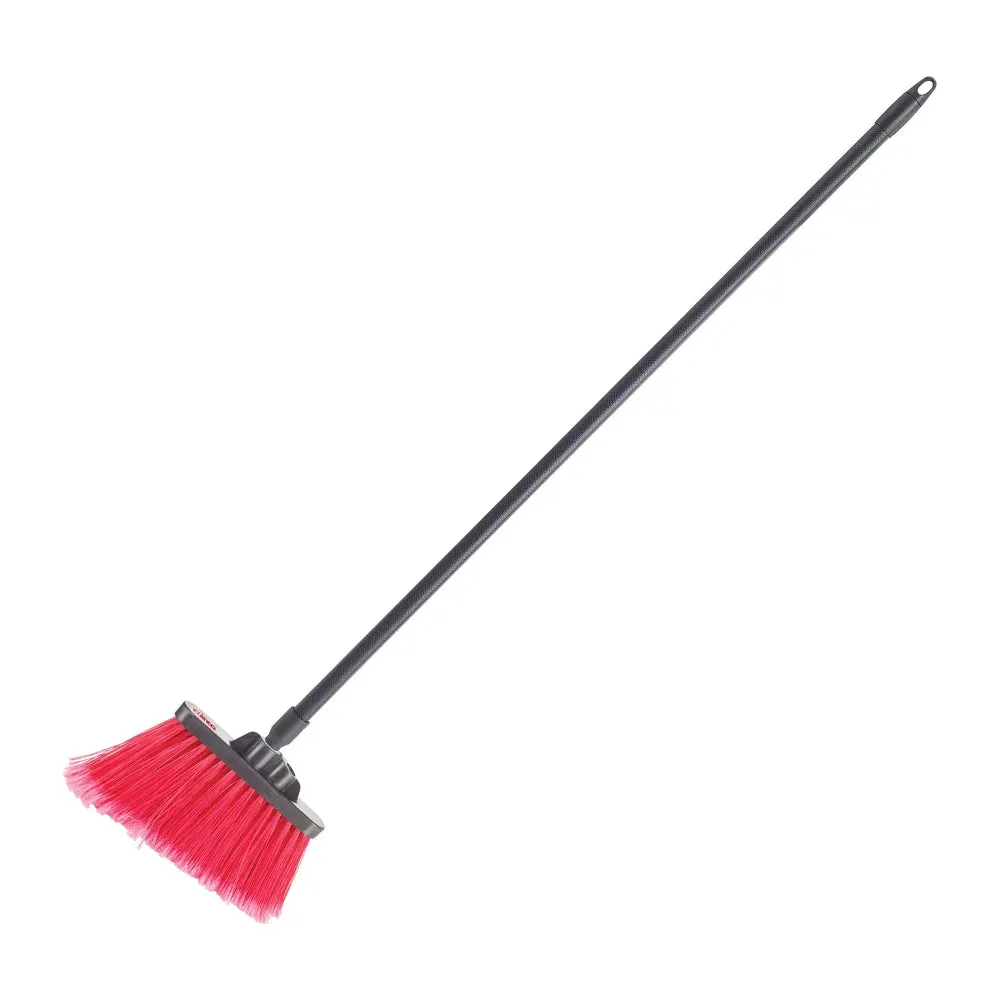 Winco BRAF-9R-H 48"L Medium Duty Fiberglass Handle Angle Broom Set with Red Bristles