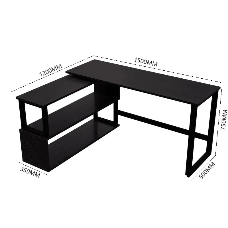 Wooden Twist L-Shaped Executive Office Desk laminated Top with Steel Base and 2 Racks